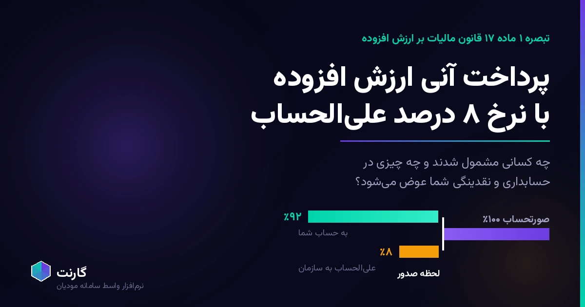 پرداخت آنی مالیات ارزش افزوده ۸ درصد؛ چه کسانی مشمول شدند و چه چیزی در حسابداری شما عوض می‌شود؟
